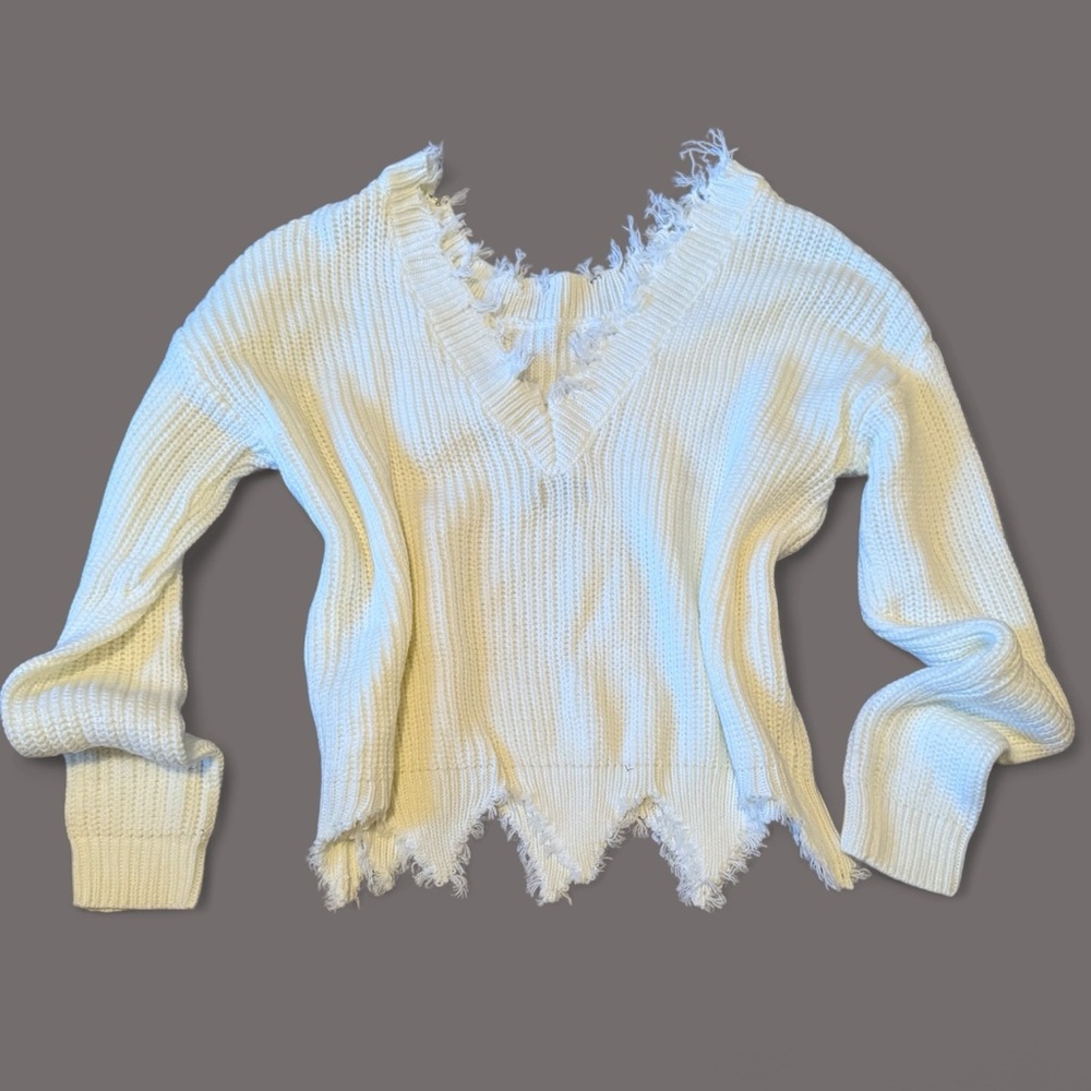 NWOT White Knit Sweater - Picture 5 of 8